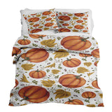 Therapy blanket and bedding set, white with large pumpkins.