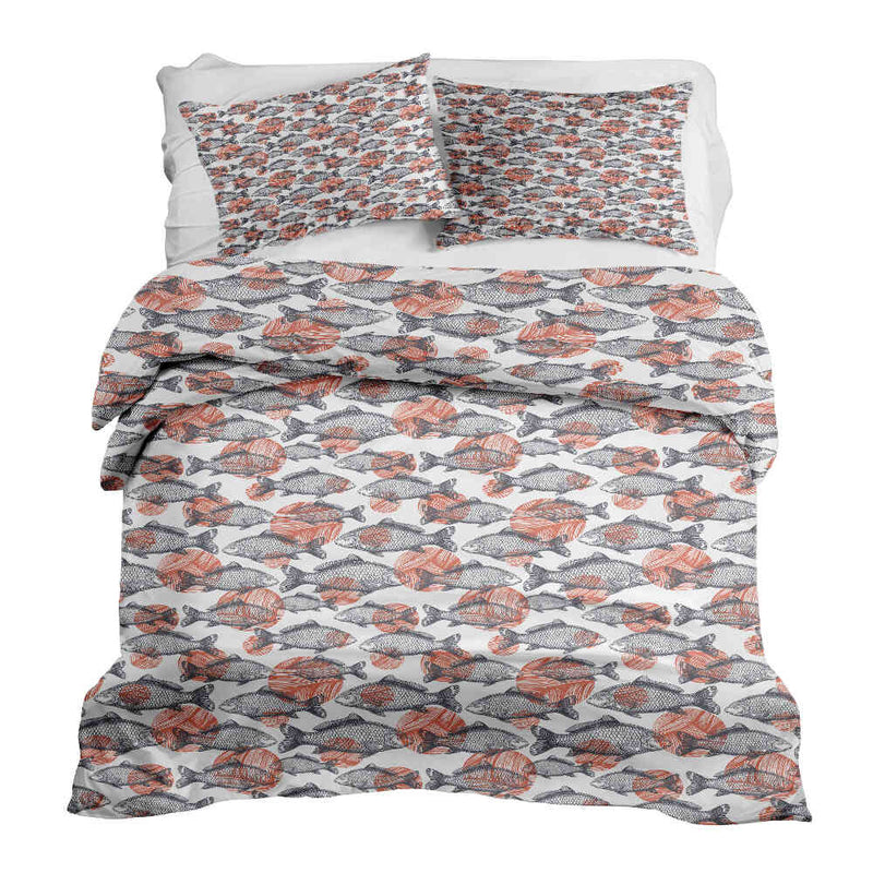 Therapy blanket and bedding set, grey fish.