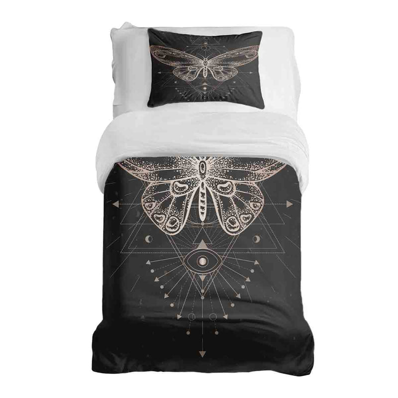 Set di biancheria da letto con coperta terapeutica nera con farfalla
