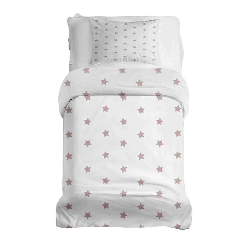 Therapy blanket bedding set, white with pink stars.
