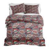 Set de ropa de cama con manta terapéutica roja con cómic