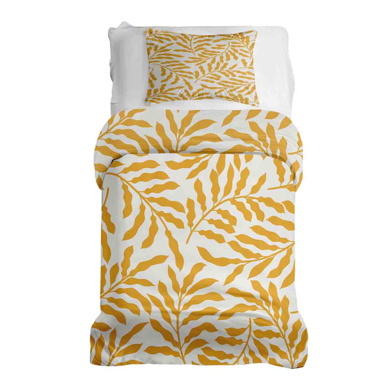 Set di biancheria da letto con coperte terapeutiche e rami gialli