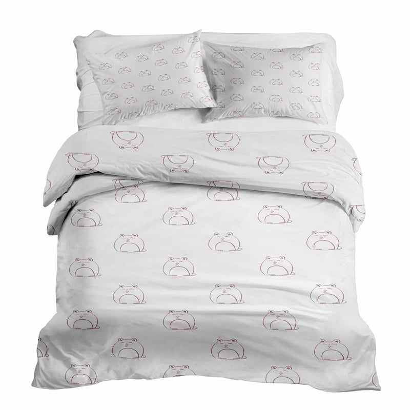 Therapy blanket bedding set, white with cat.