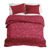 Set di biancheria da letto con coperta terapeutica rossa con motivo a cuore rosa