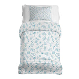 Therapy blanket and bedding set, white, with toys.