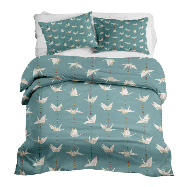 Set de ropa de cama con manta terapéutica Origami Cisne