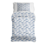 Therapy blanket and bedding set, blue fish design.