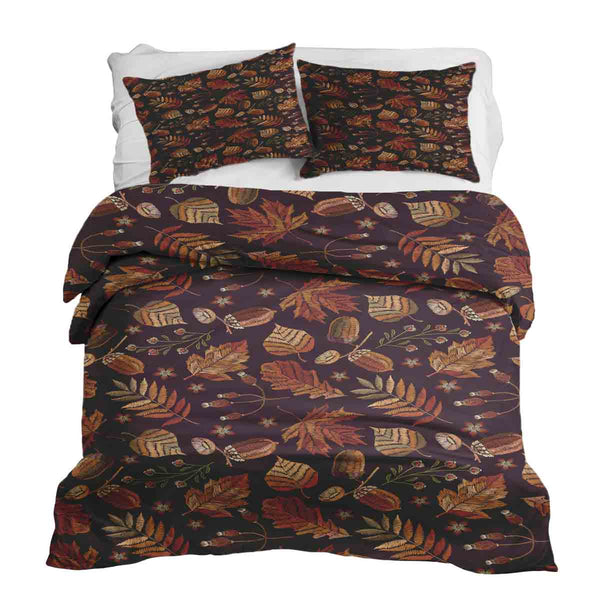 Therapy blanket and bedding set, brown autumn leaves.