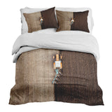 Therapy blanket and bedding set, brown, farmland pattern.