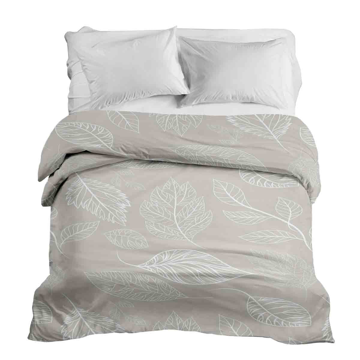 Manta terapéutica original - Funda de algodón beige con hojas claras