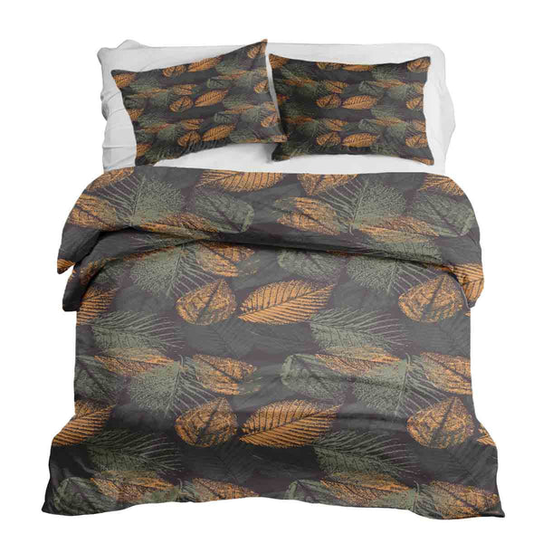 Therapy blanket and bedding set with autumnal leaf pattern.