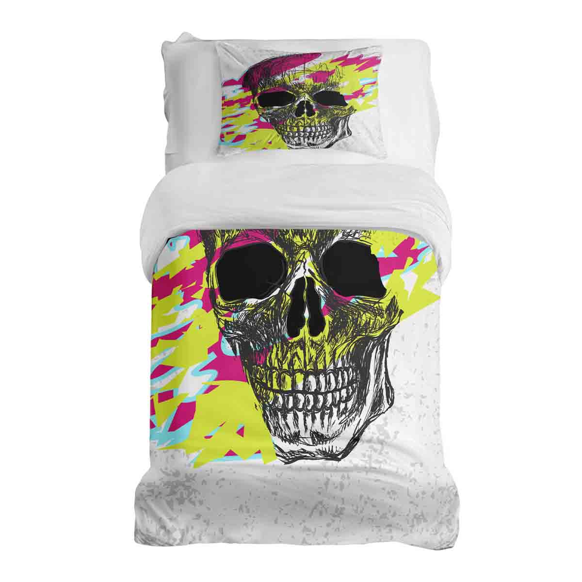 Set di biancheria da letto con coperta terapeutica teschio colorato