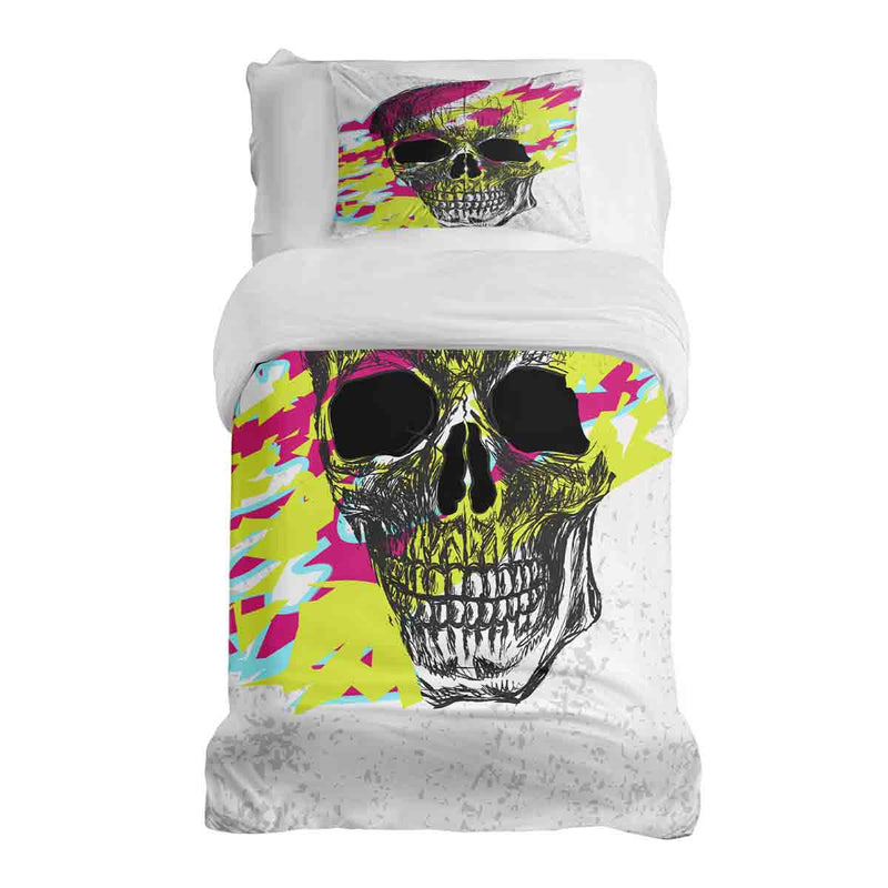 Set de ropa de cama con manta terapéutica calavera colorida