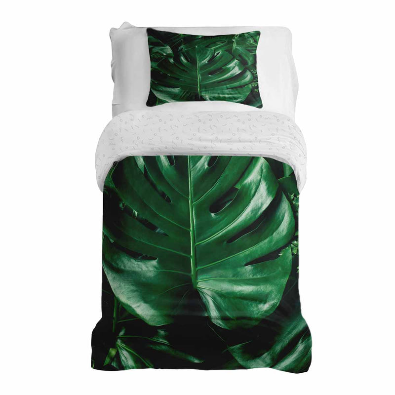 Set di biancheria da letto con coperta terapeutica e pianta di Monstera