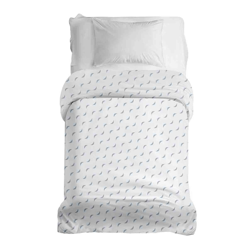 Therapy blanket and bedding set, white with blue waves.