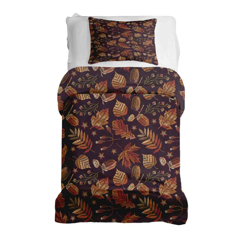 Therapy blanket and bedding set, brown autumn leaves.