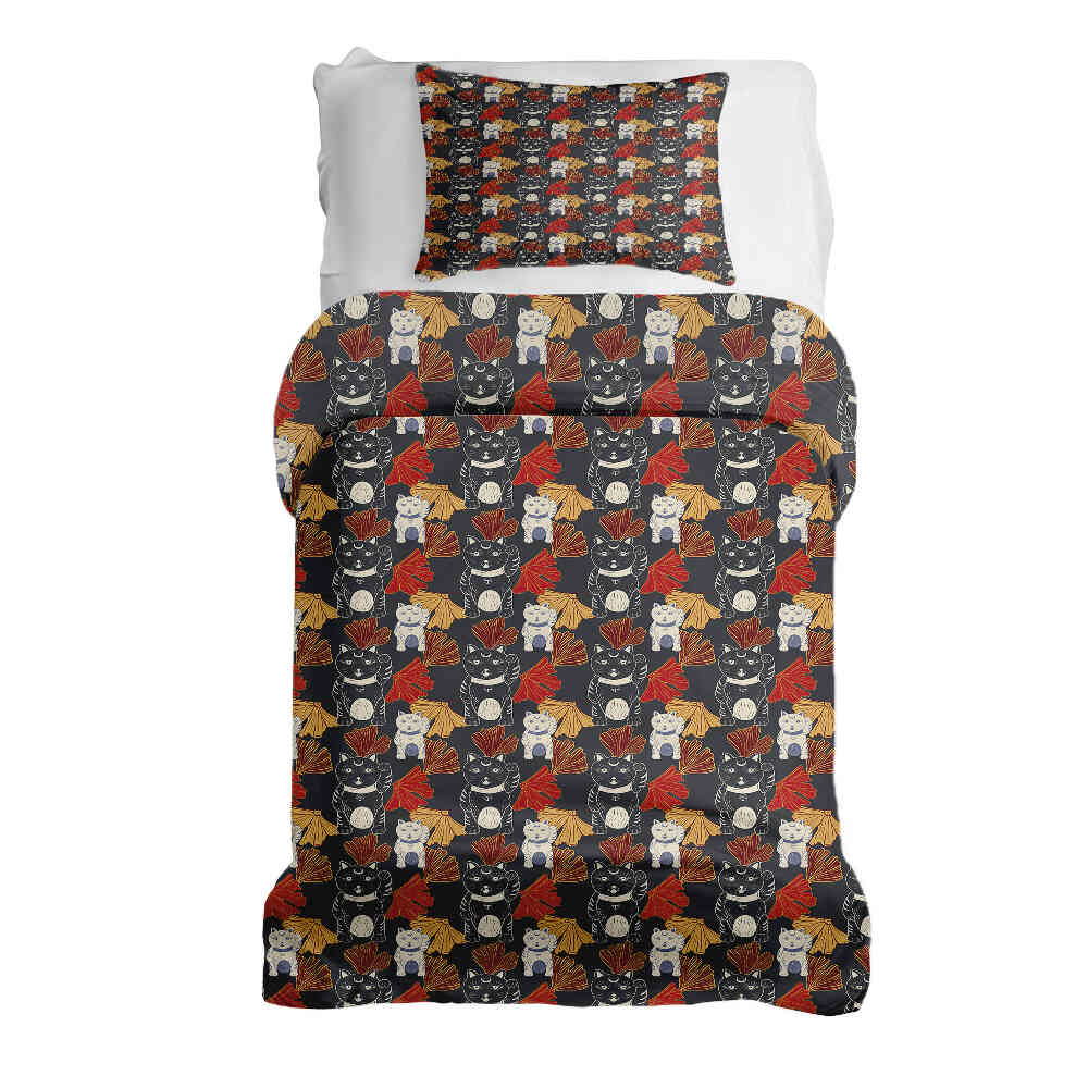 Therapy blankets bedding set waving cat