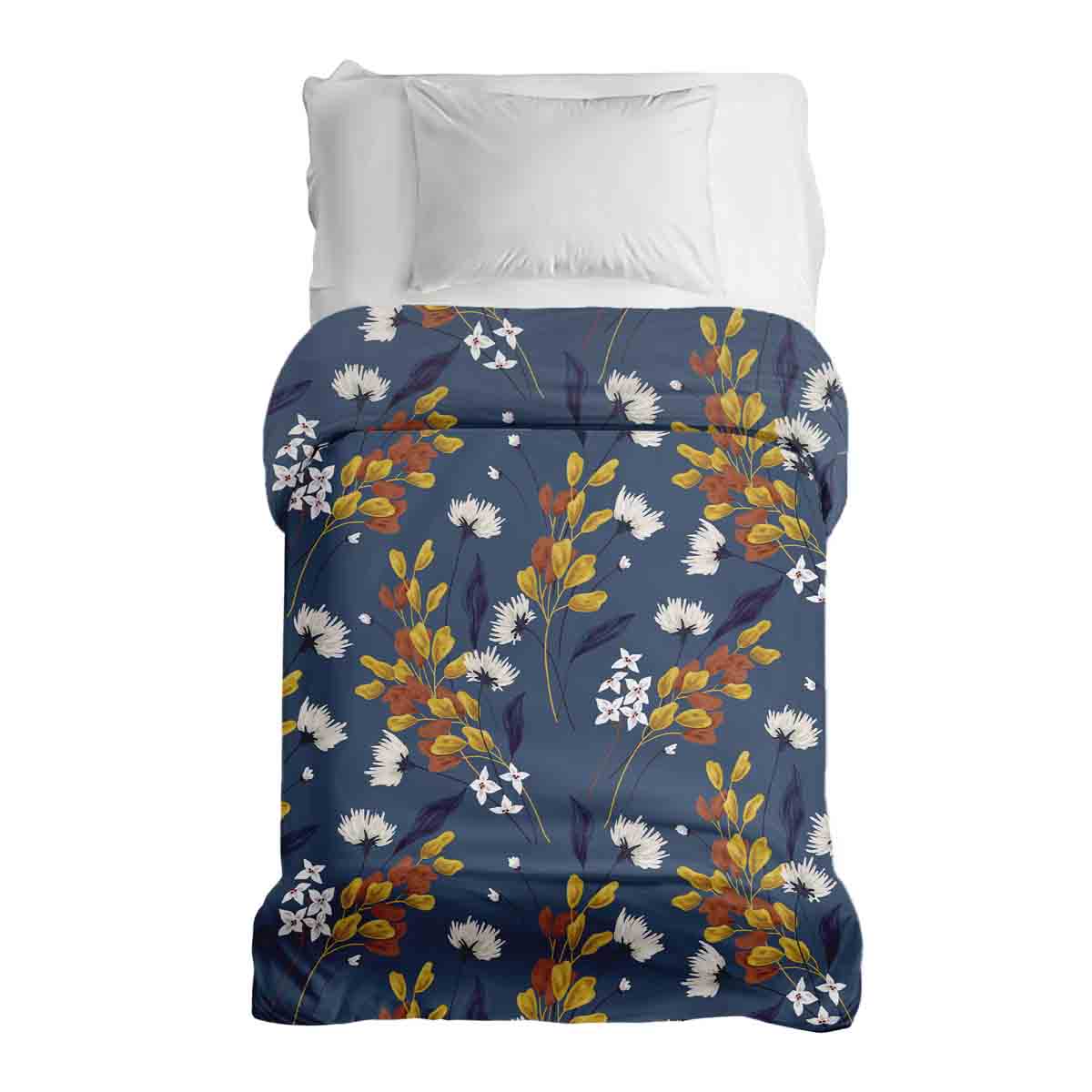 Couverture thérapeutique originale - Housse en coton bleue avec bouquet de fleurs