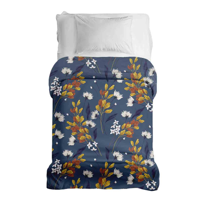 Therapiedekens katoenen hoes blauw met boeket bloemen