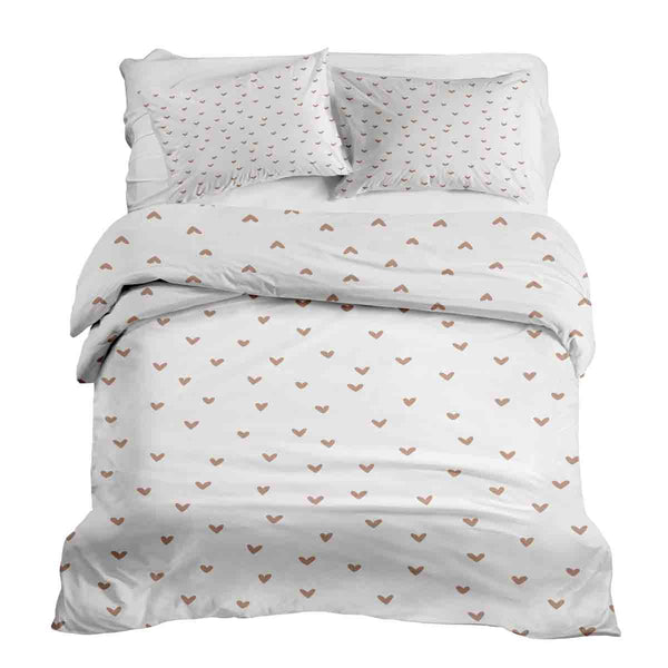 Therapy blankets bedding set white with hearts