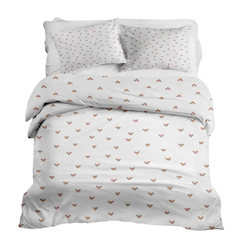 Therapy blankets bedding set white with hearts