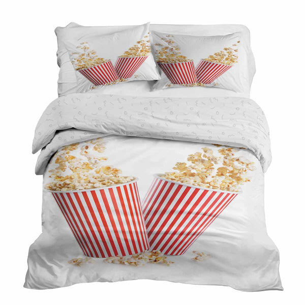 Therapy blanket bedding set, white with popcorn pattern.
