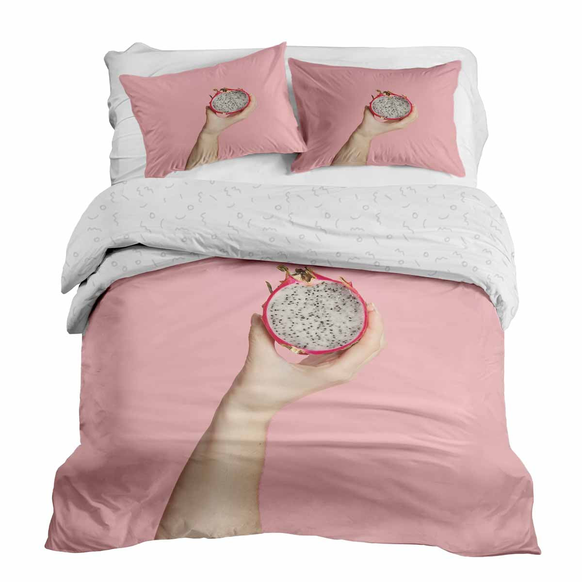 Set di biancheria da letto con coperta terapeutica rosa con frutto del drago