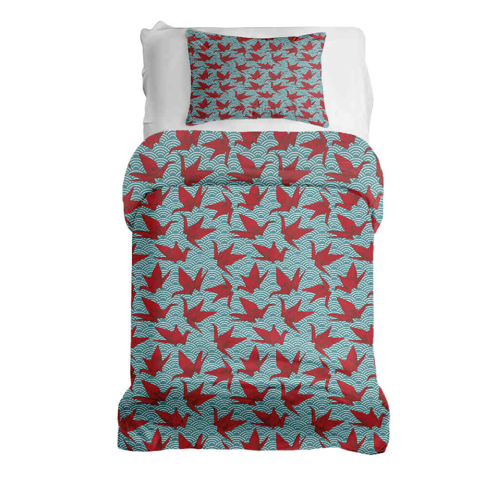 Therapy blankets bedding set red origami