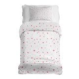 Juego de ropa de cama con manta terapéutica rosa con corazones y flores