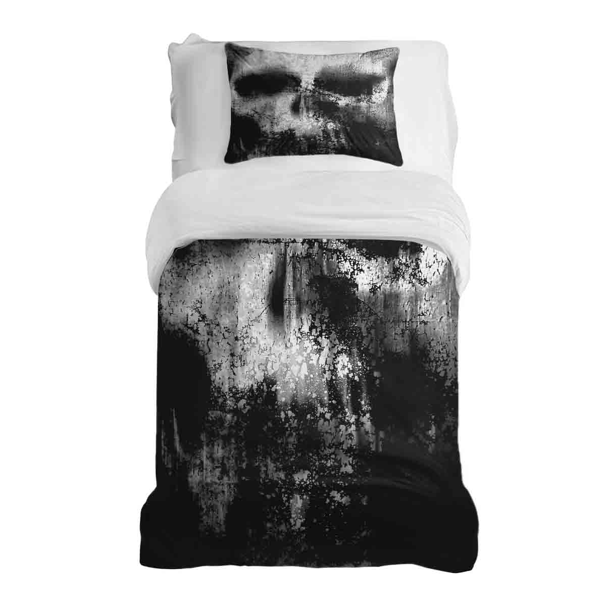 Set di biancheria da letto con coperta terapeutica nera con motivo mélange