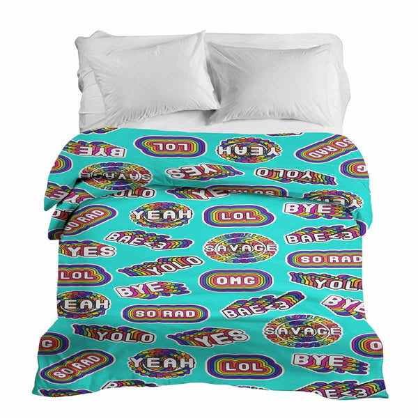 Therapiedekens katoenen hoes turquoise met spreuken