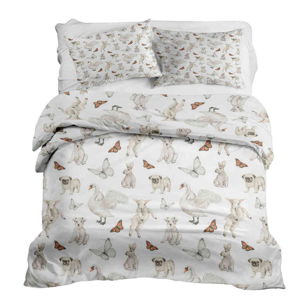 Therapy blankets bedding set white cute animals