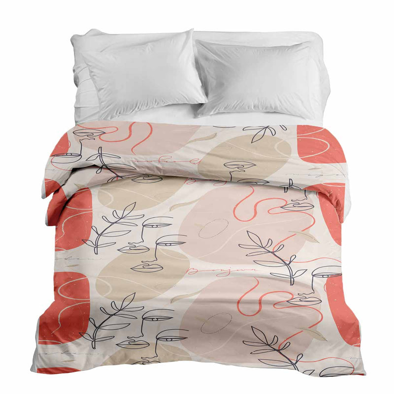 Therapiedekens katoenen hoes beige met abstract gezicht