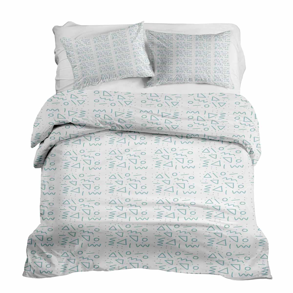 Therapy blankets bedding set white with blue shapes