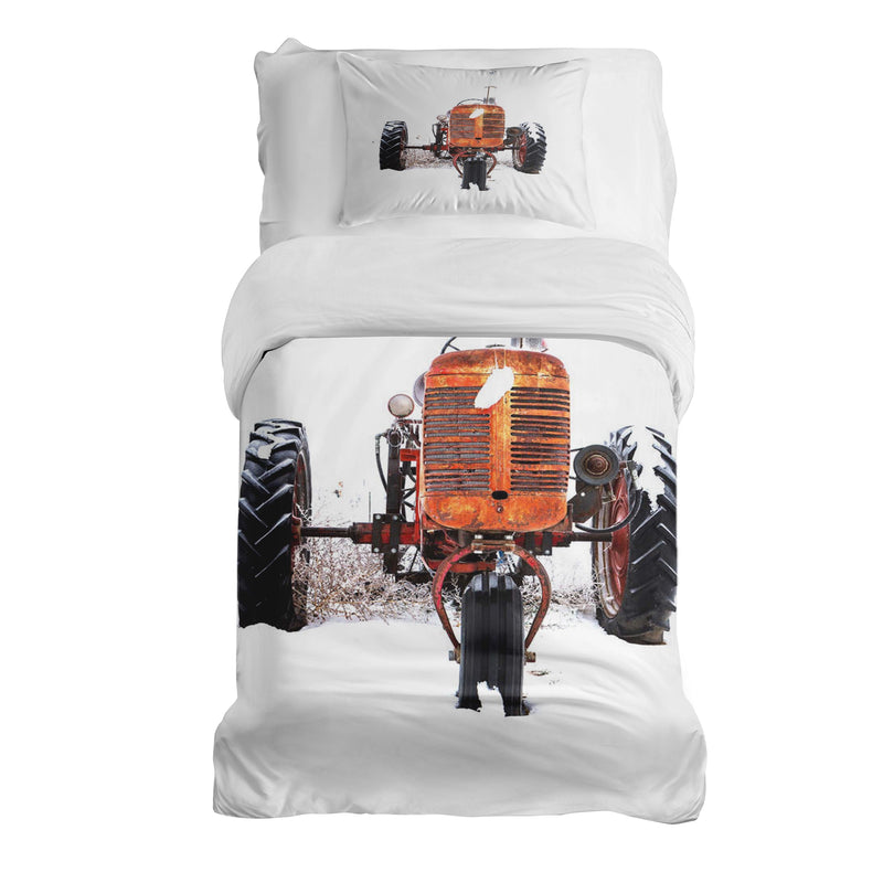 Set di biancheria da letto con coperta terapeutica Trattore in arancione