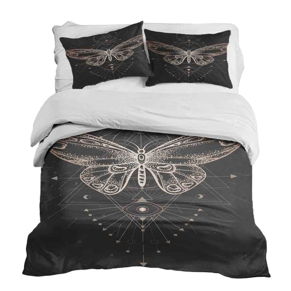 Set di biancheria da letto con coperta terapeutica nera con farfalla