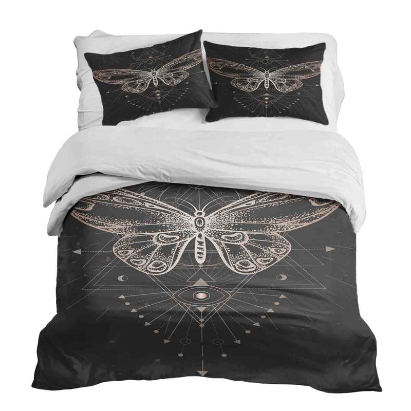 Set di biancheria da letto con coperta terapeutica nera con farfalla
