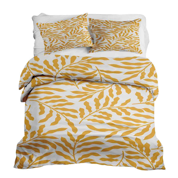 Set di biancheria da letto con coperte terapeutiche e rami gialli