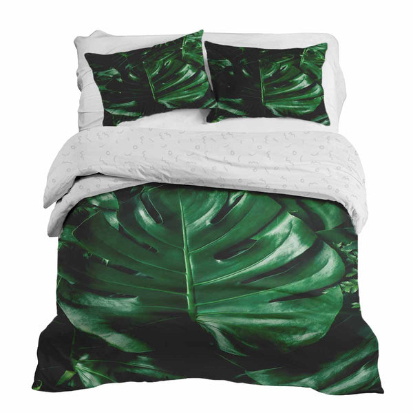 Set di biancheria da letto con coperta terapeutica e pianta di Monstera