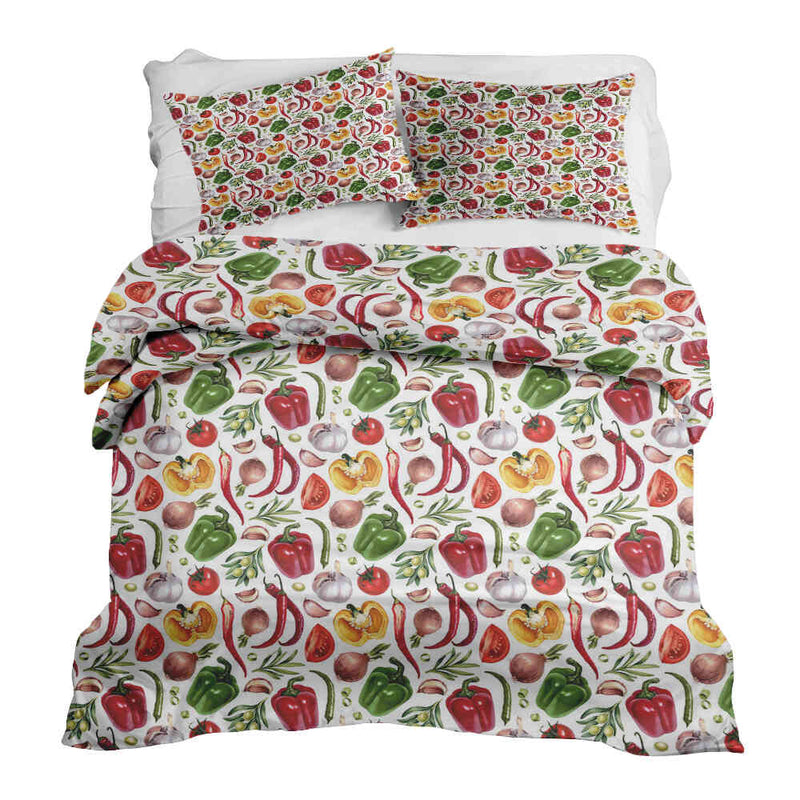 Set de ropa de cama con mantas terapéuticas y verduras