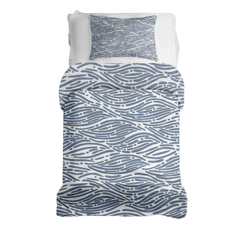 Therapy blankets bedding set, wavy pattern, blue.