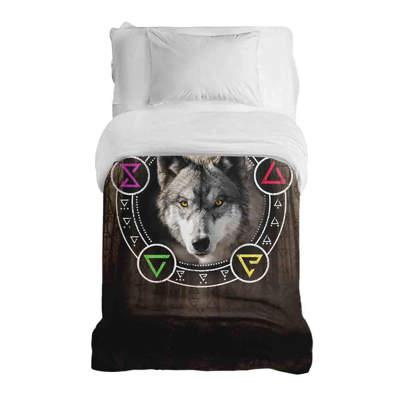 Therapiedekens katoenen hoes bruin met wolf