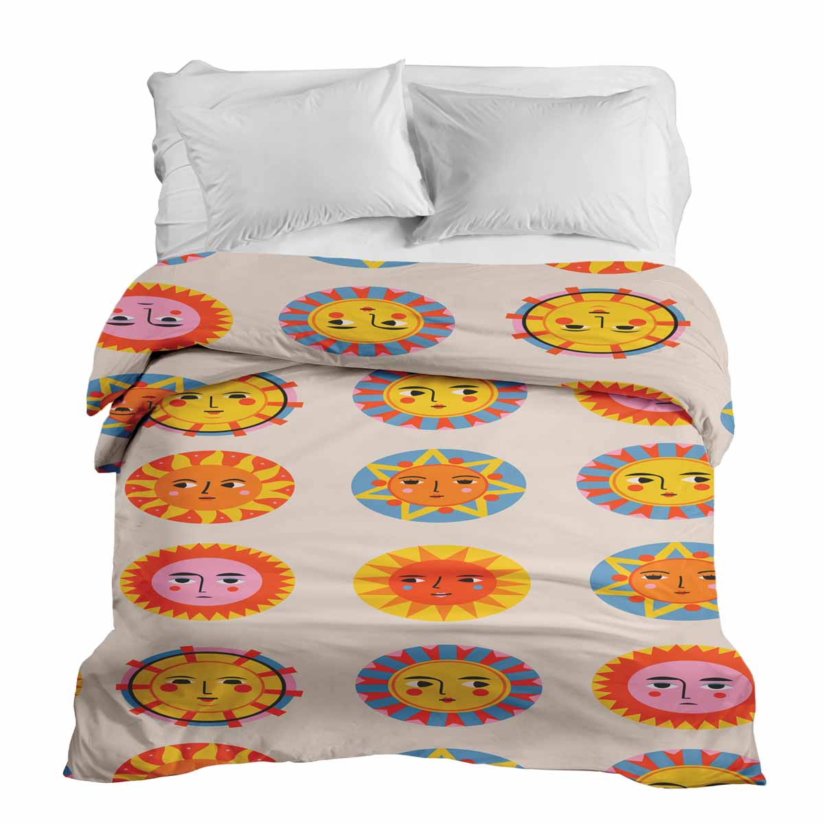 Originele therapiedeken - katoenen hoes beige met zon