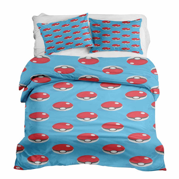 Therapy blanket bedding set, light blue, with Pokemon.