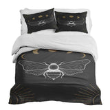 Set di biancheria da letto con coperta terapeutica nero con tarma