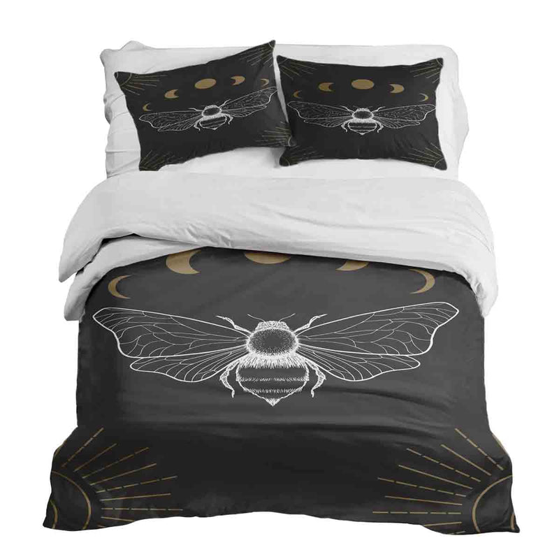 Set di biancheria da letto con coperta terapeutica nero con tarma