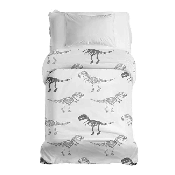 Therapiedekens katoenen hoes wit met dinosaurus skelet