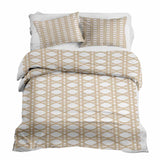 Therapy blanket bedding set, white with beige circles.