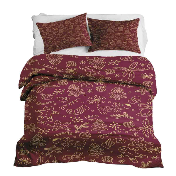 Set di biancheria da letto con coperte terapeutiche rosse con divertenti motivi natalizi