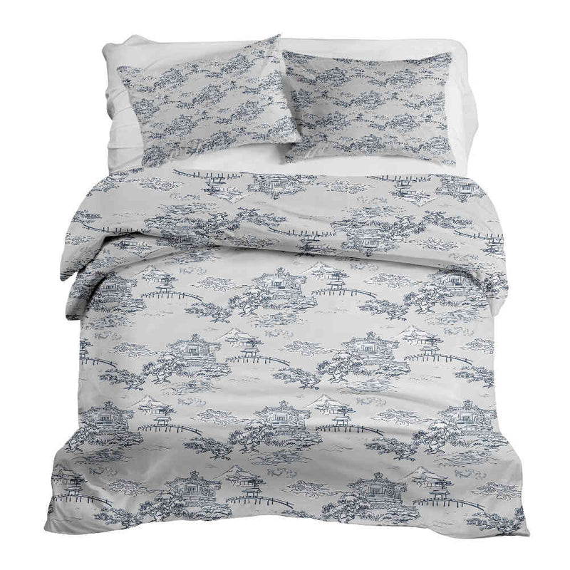 Therapy blanket bedding set, grey, Great Wall of China design.